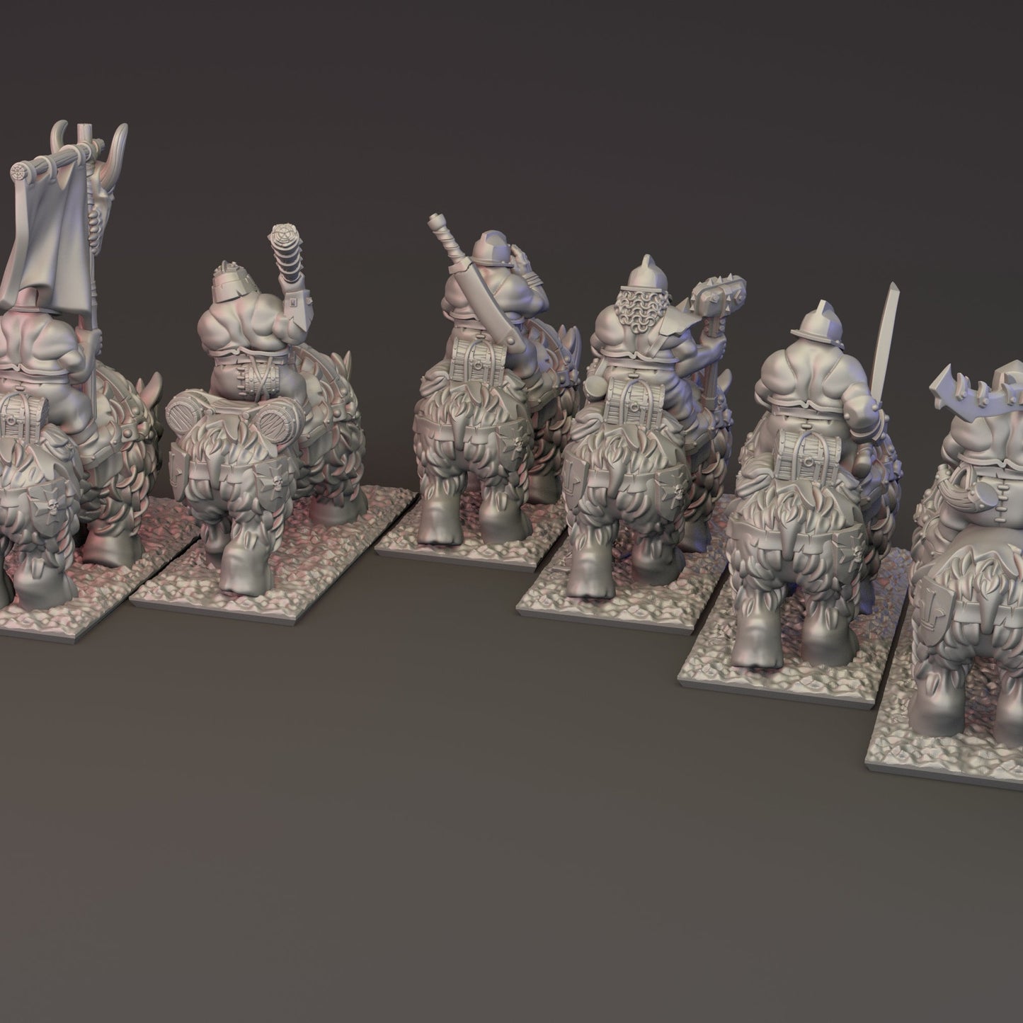 10mm Ogre Tribes - Rhinox Rider Regiment
