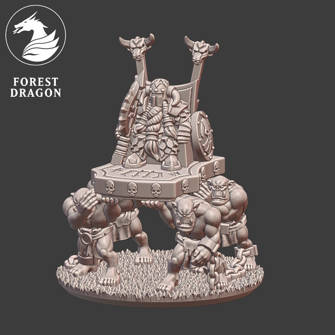 Dwarf Demonsmiths - 10mm Lord on Throne