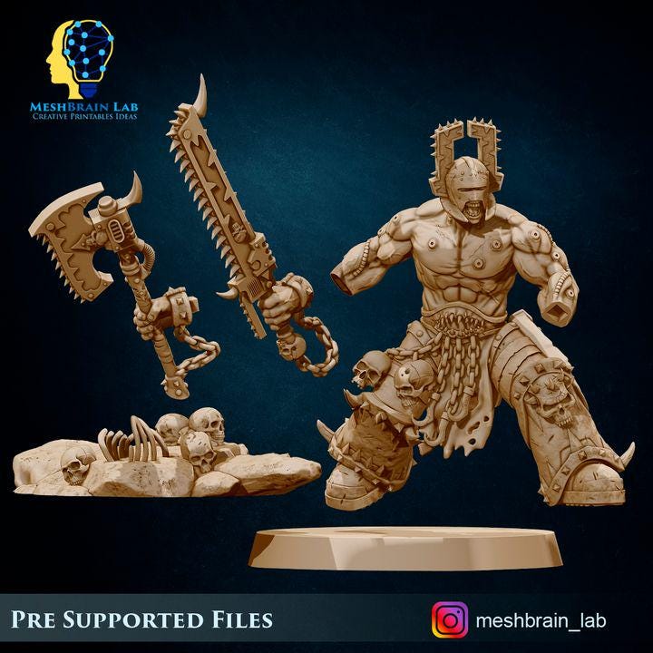 Doom Marines Chaos Berzerker Champion | Chaos | 32mm | Meshbrain Labs