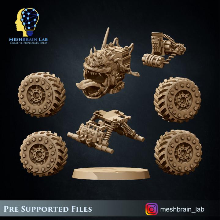 ORK BIG MEK Mad Hobbyst with bomb pets | Orks | 32mm | Meshbrain Labs