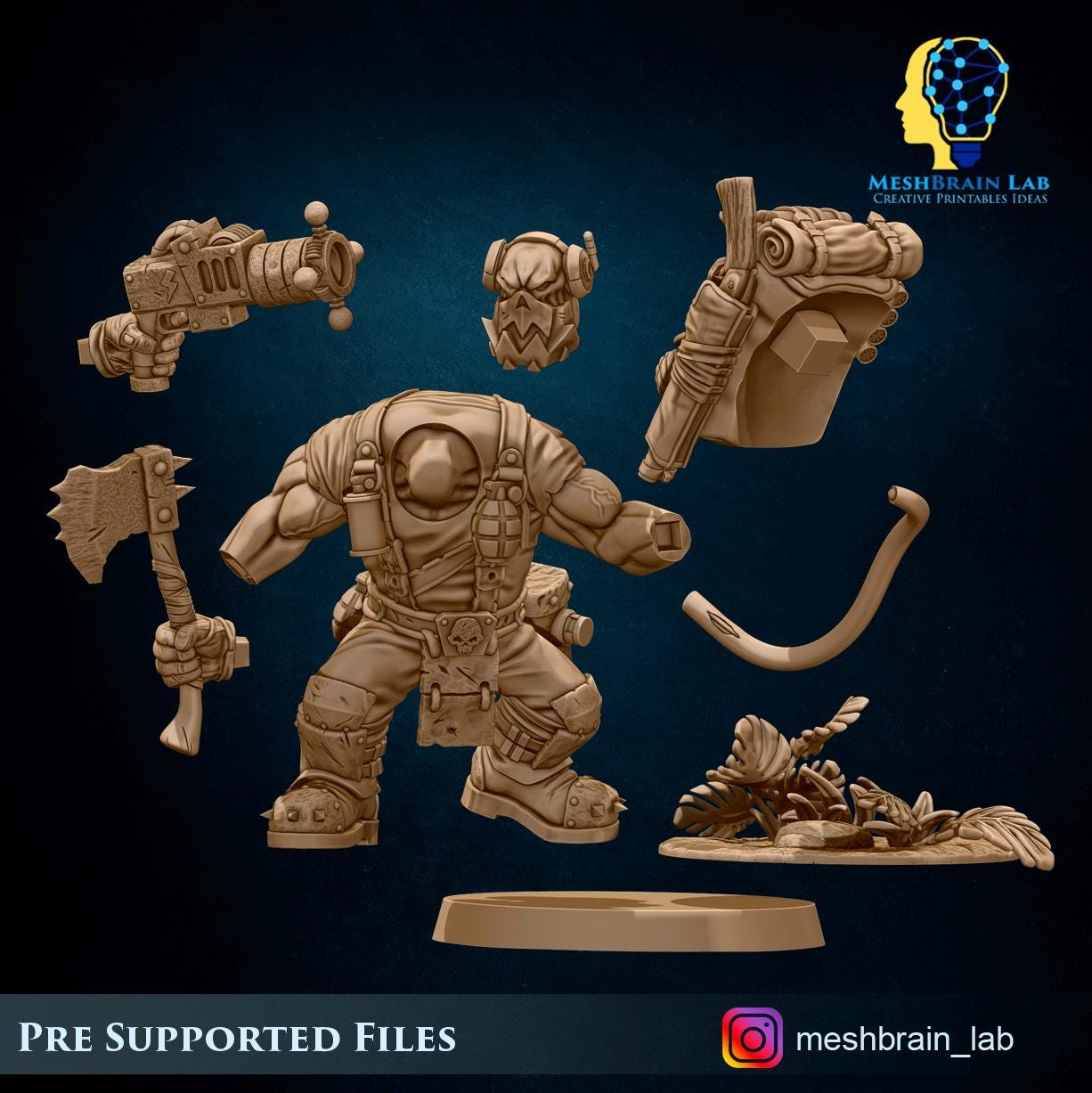 Ork Kommando with Energy Gun | Orks | 32mm | Meshbrain Labs