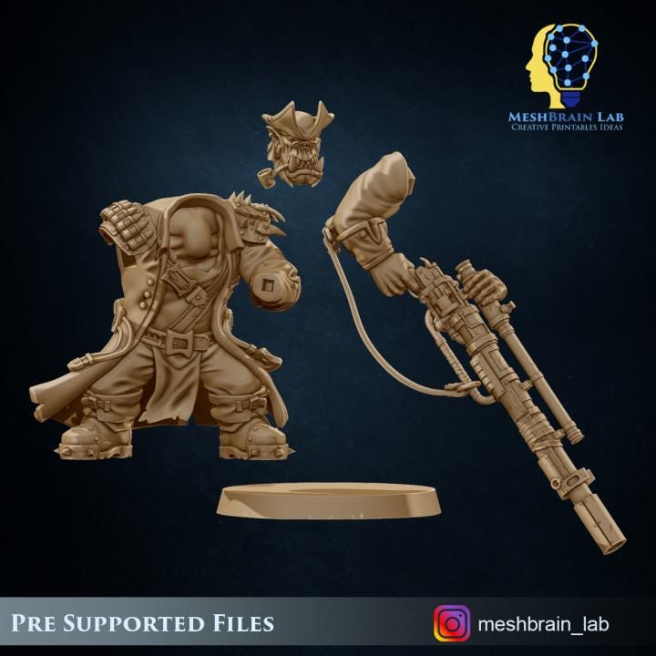 Pirate Ork Sniper | Orks | 32mm | Meshbrain Labs