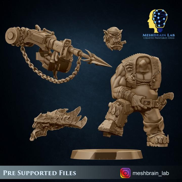 Ork Pirate harpooner | Orks | 32mm | Meshbrain Labs