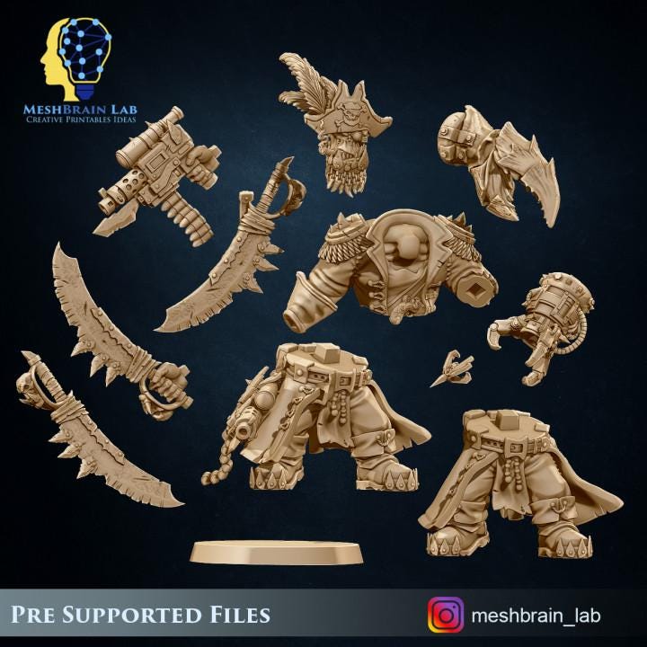 Ork Pirate warboss | Orks | 32mm | Meshbrain Labs