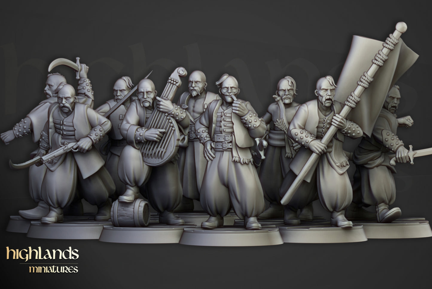 28mm Harbor Cossacks with Swords - Kislev Empire