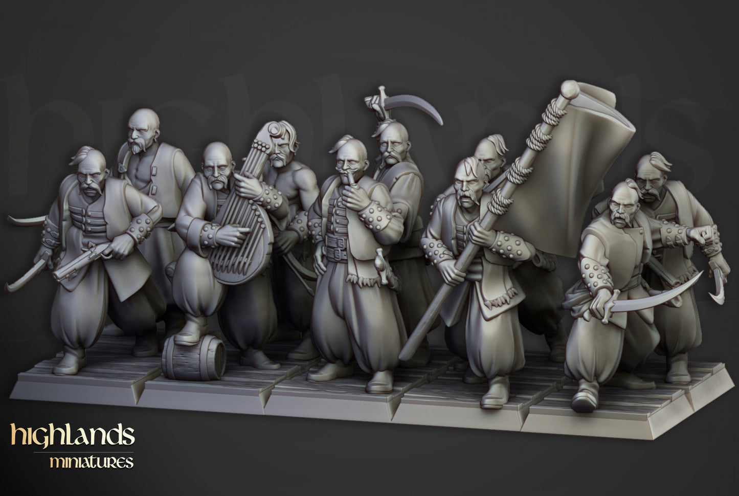 28mm Harbor Cossacks with Swords - Kislev Empire