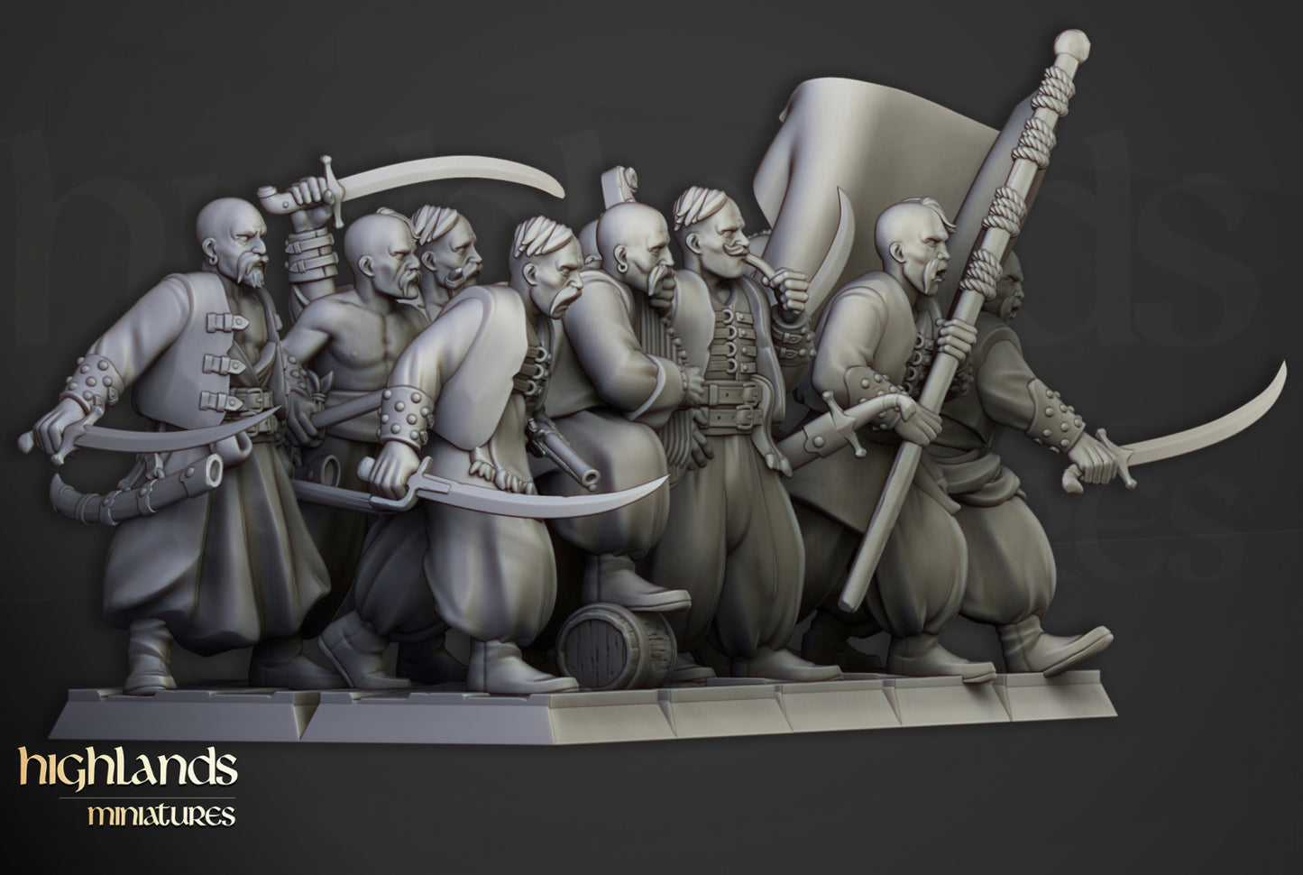 28mm Harbor Cossacks with Swords - Kislev Empire