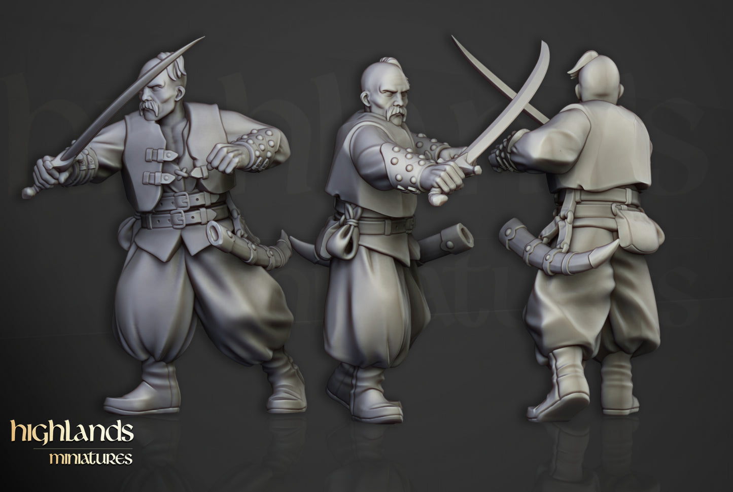 28mm Harbor Cossacks with Swords - Kislev Empire