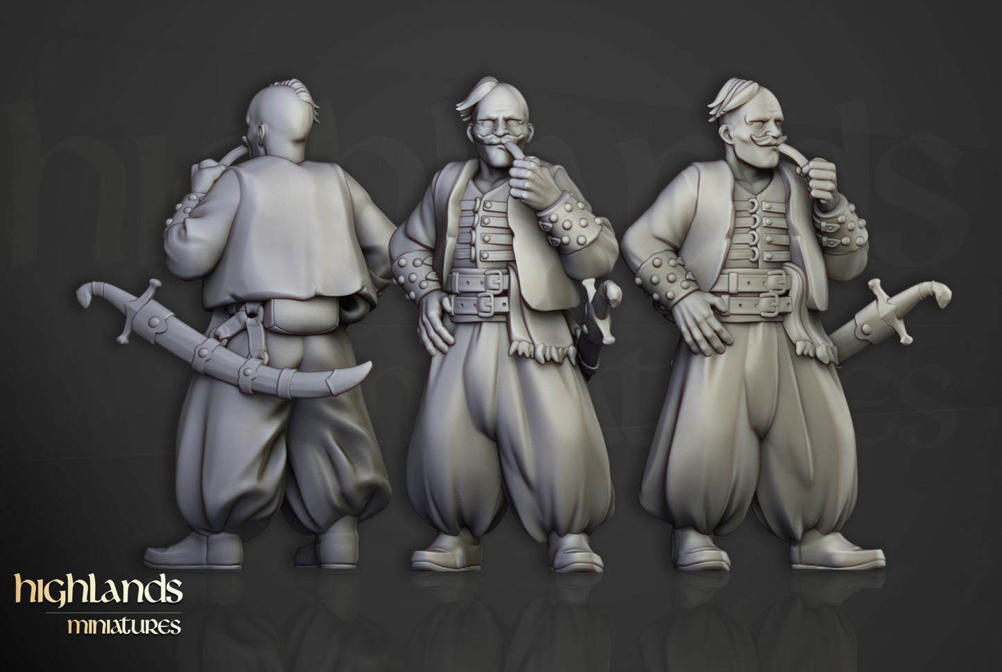 28mm Harbor Cossacks with Swords - Kislev Empire