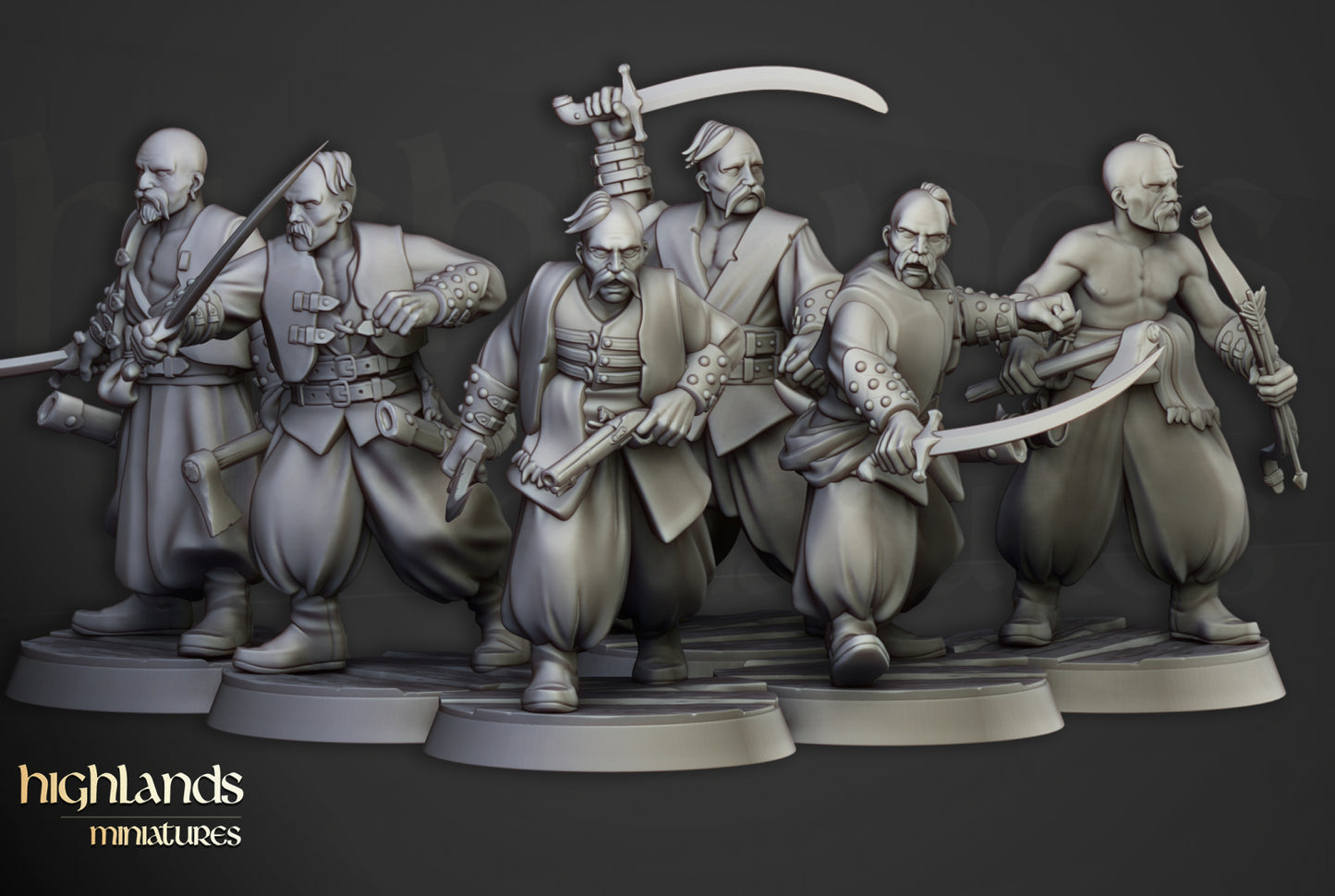 28mm Harbor Cossacks with Swords - Kislev Empire