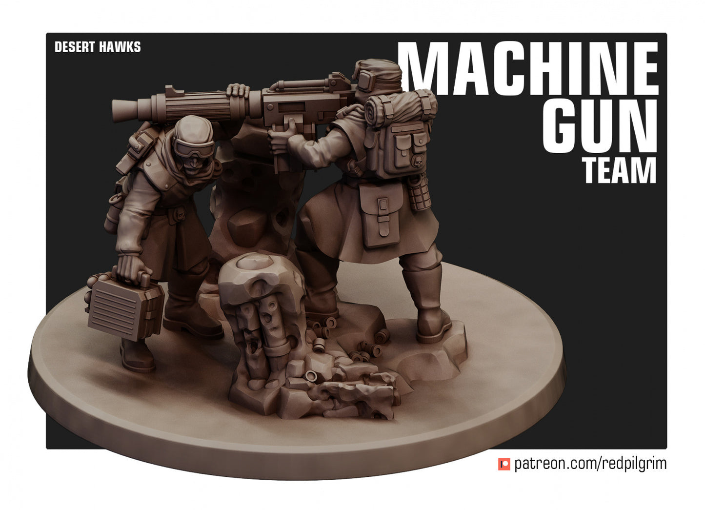 28mm Desert Hawks Machine Gun Team