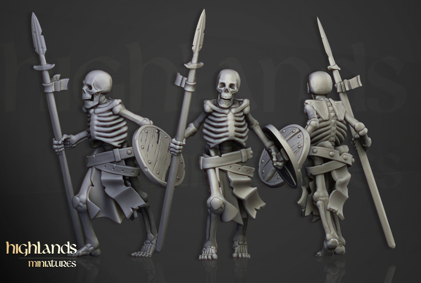 28mm Skeleton Warriors with Spears - Transilvanya