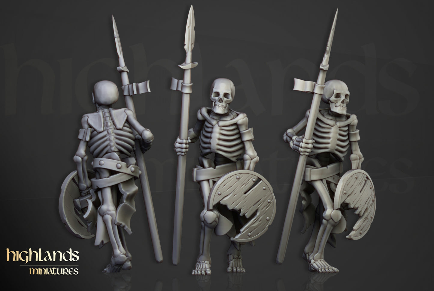 28mm Skeleton Warriors with Spears - Transilvanya