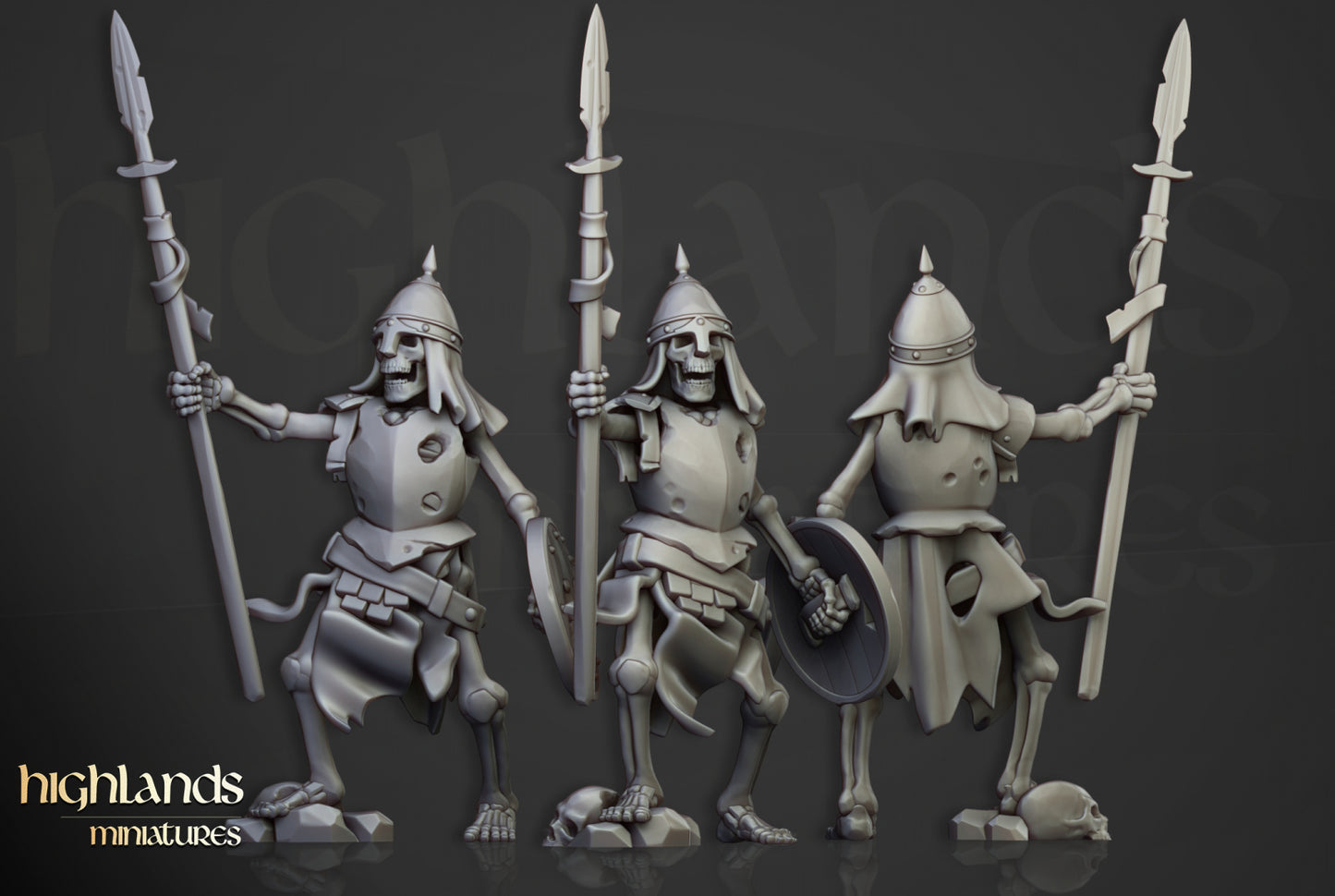 28mm Skeleton Warriors with Spears - Transilvanya