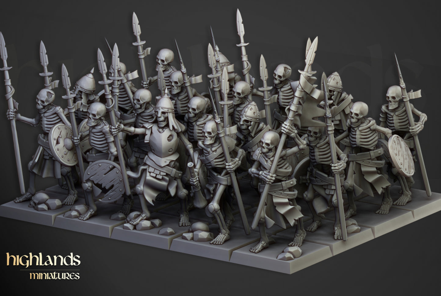 28mm Skeleton Warriors with Spears - Transilvanya
