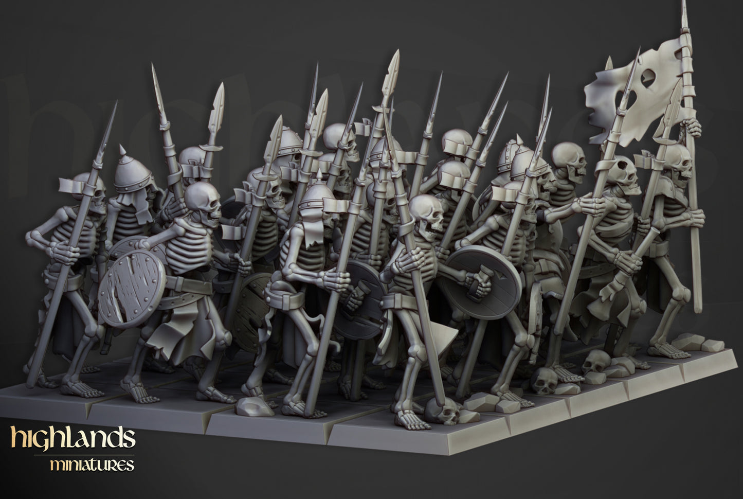 28mm Skeleton Warriors with Spears - Transilvanya