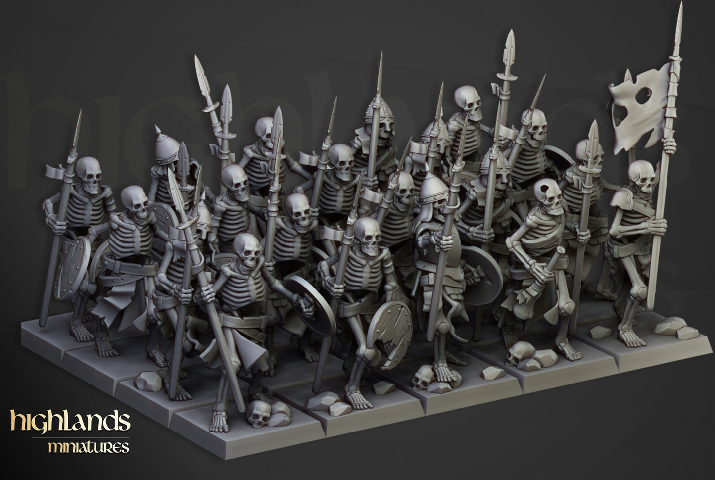 28mm Skeleton Warriors with Spears - Transilvanya