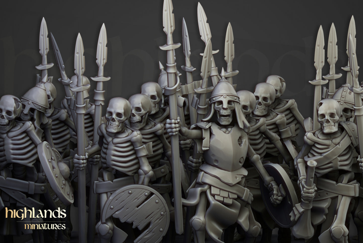28mm Skeleton Warriors with Spears - Transilvanya