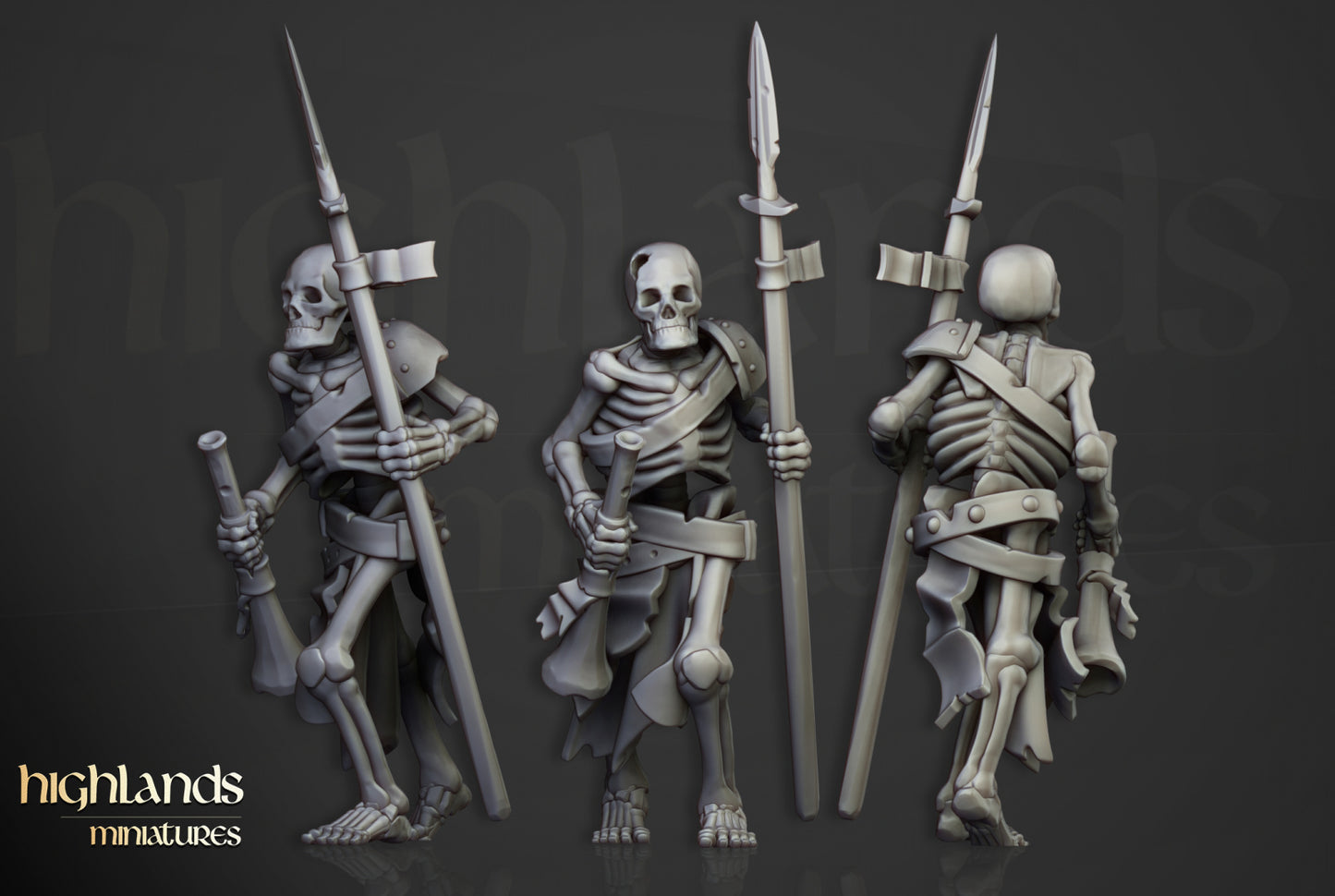 28mm Skeleton Warriors with Spears - Transilvanya