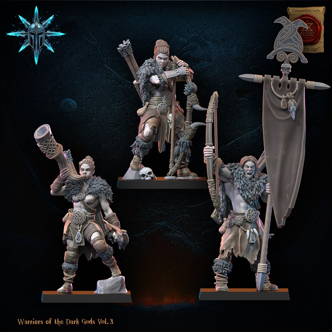 28mm Barbarian Command with Bows