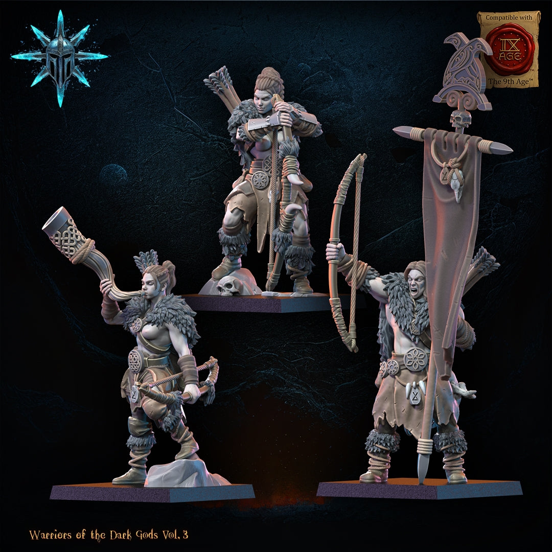 28mm Barbarian Command with Bows