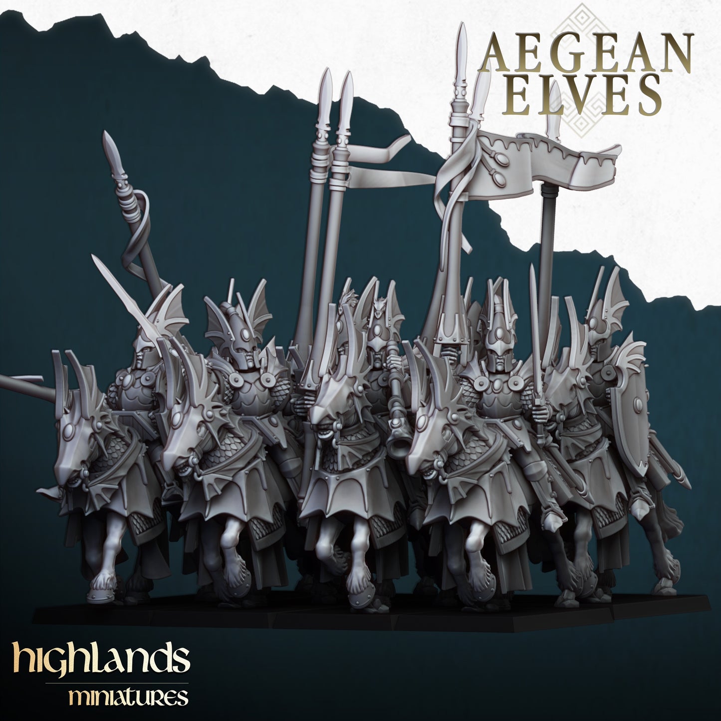 28mm Mounted Dragons - Aegean Elves