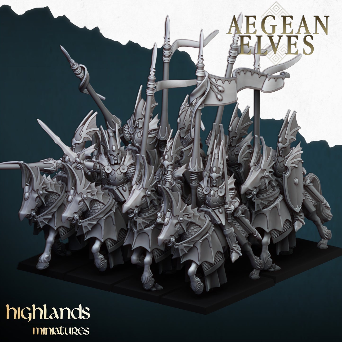 28mm Mounted Dragons - Aegean Elves