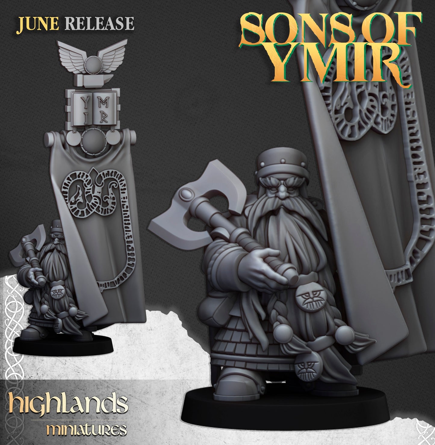 28mm Lord with Banner - Sons of Ymir