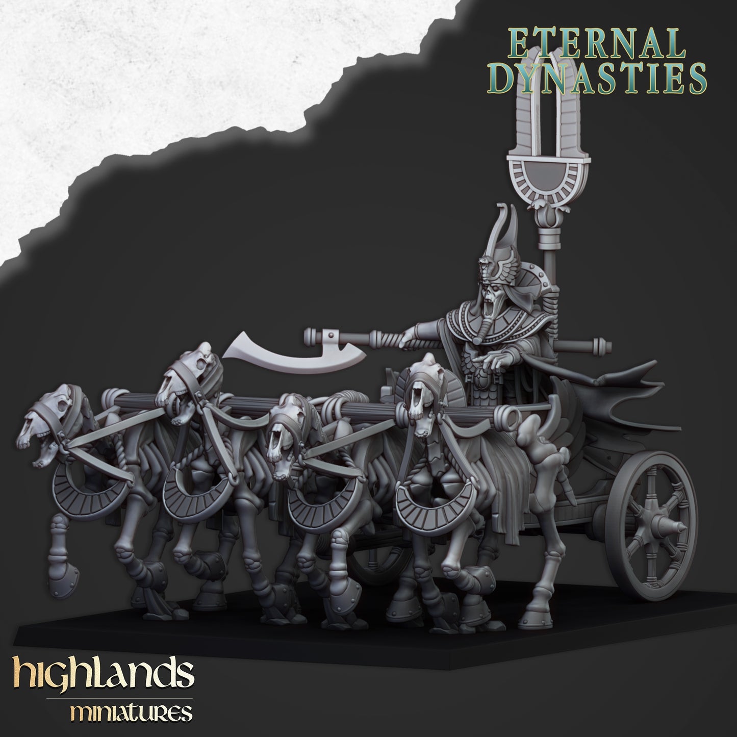 28mm Eternal Pharaoh on Chariot - Eternal Dynasties