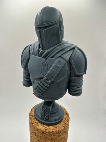 3D-printed resin bust of futuristic armored warrior with visor helmet and shoulder plates, premium hobby display model – Proxy Wargaming Australia.