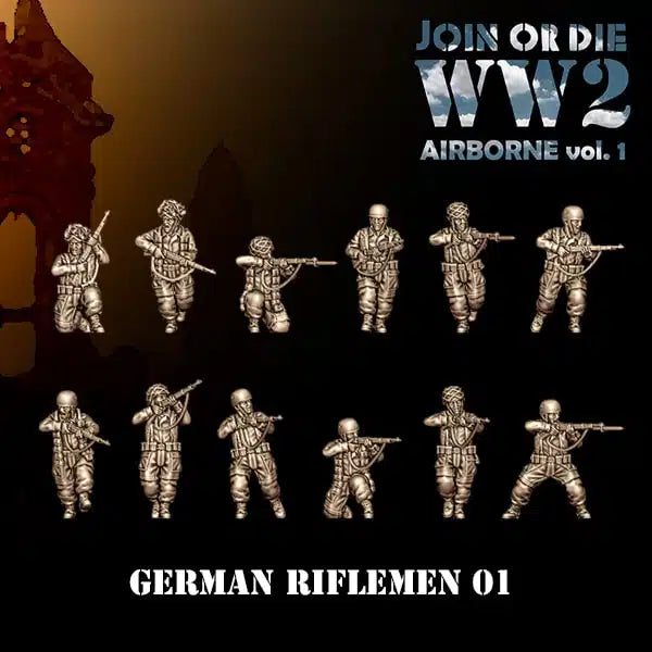 28mm German FALLSCHIRMJÄGER Paratroopers Riflemen 01