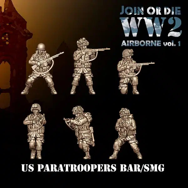 28mm US Airborne Paratroopers SMG and BAR 01