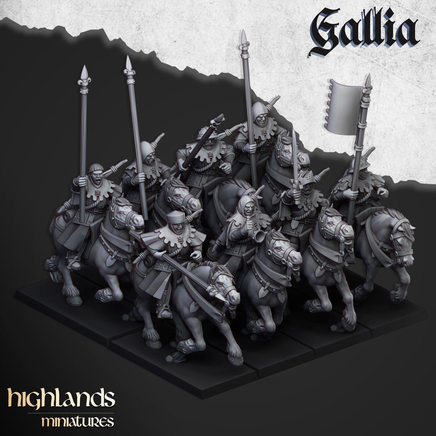 28mm Mounted Men-at-arms - Gallia