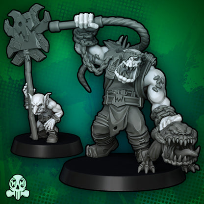 28mm Orc Herder and Goblin Sidekick