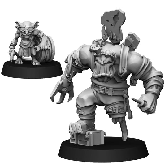 28mm Orc Mechanic and Goblin Sidekick