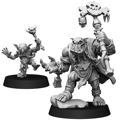 28mm Orc Shaman and Goblin Sidekick