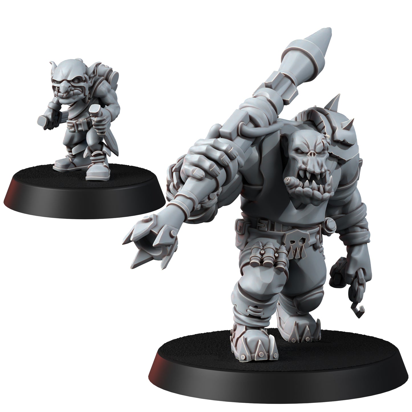 28mm Orc Rocket Boss and Goblin Sidekick