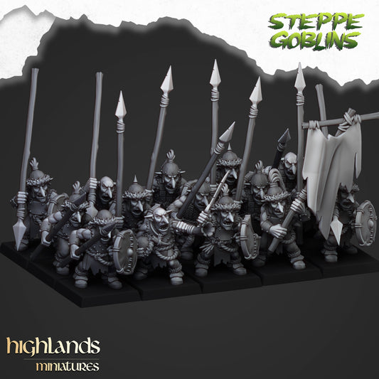 28mm Steppe Goblins with Spears - Orc & Goblin Tribes
