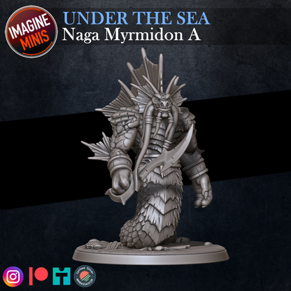 Role-Playing Miniatures - Naga Myrmidon A