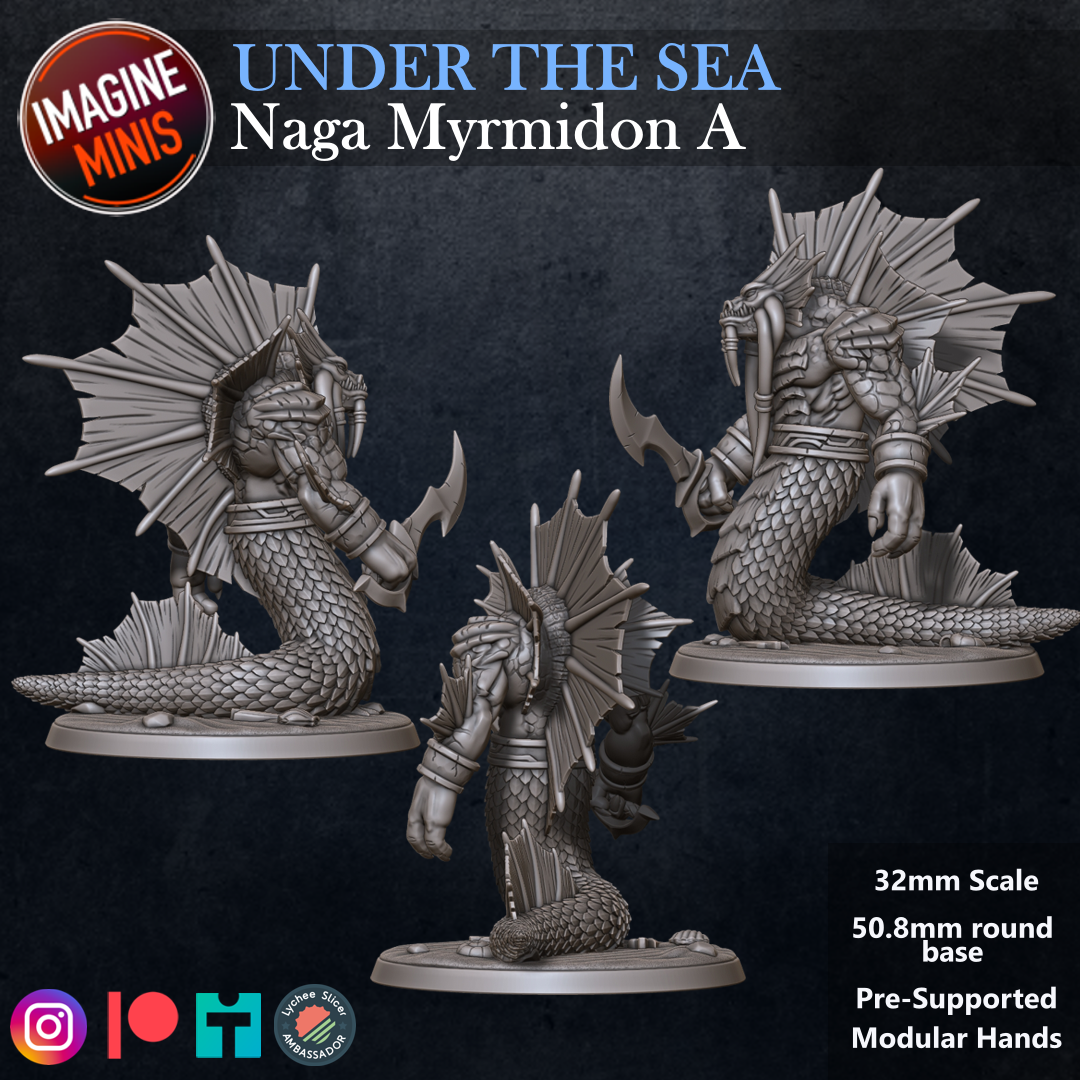 Role-Playing Miniatures - Naga Myrmidon A