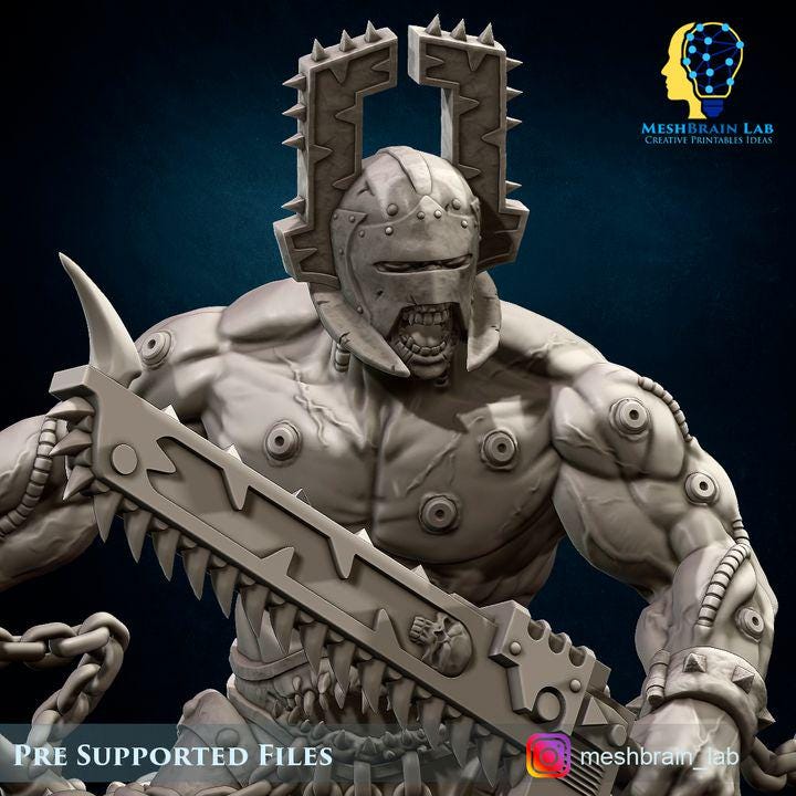 Doom Marines Chaos Berzerker Champion | Chaos | 32mm | Meshbrain Labs