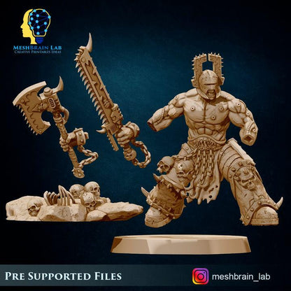 Doom Marines Chaos Berzerker Champion | Chaos | 32mm | Meshbrain Labs