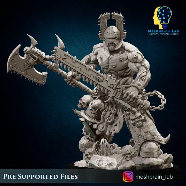 Doom Marines Chaos Berzerker Champion | Chaos | 32mm | Meshbrain Labs