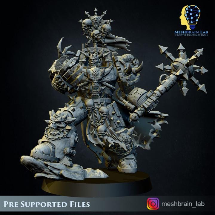 Doom Marines Chaos Terminator Lord | Chaos | 32mm | Meshbrain Labs