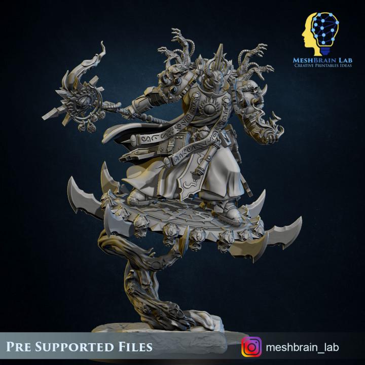 Doom Marine Sorcerer on flying disc | Chaos | 32mm | Meshbrain Labs