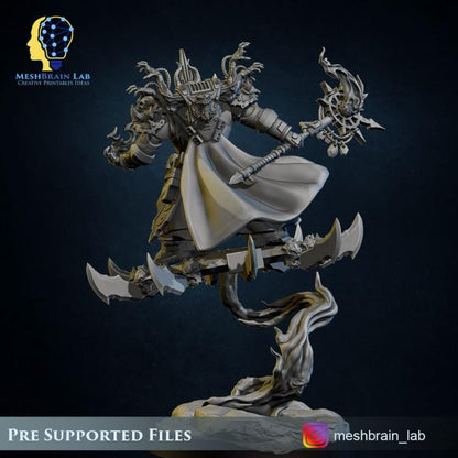 Doom Marine Sorcerer on flying disc | Chaos | 32mm | Meshbrain Labs