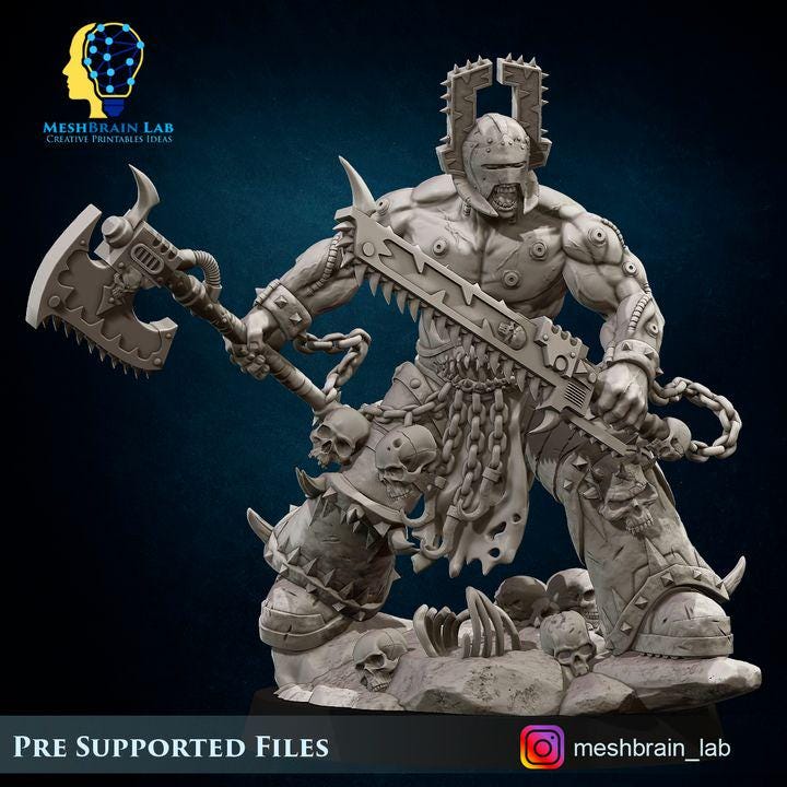 Doom Marines Chaos Berzerker Champion | Chaos | 32mm | Meshbrain Labs