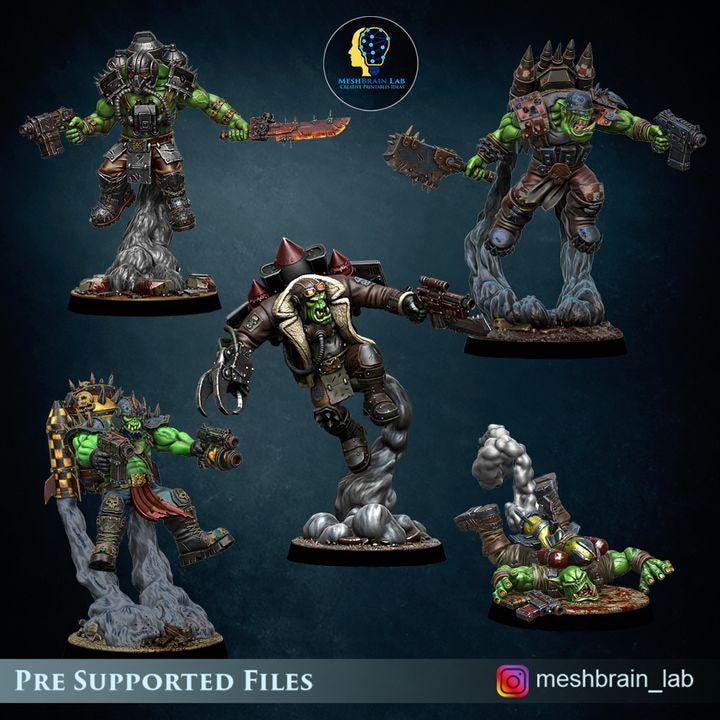 Rokkit Maniacs Orc Squad | Orks | 32mm | Meshbrain Labs