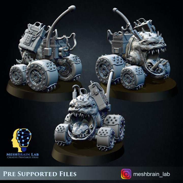 ORK BIG MEK Mad Hobbyst with bomb pets | Orks | 32mm | Meshbrain Labs