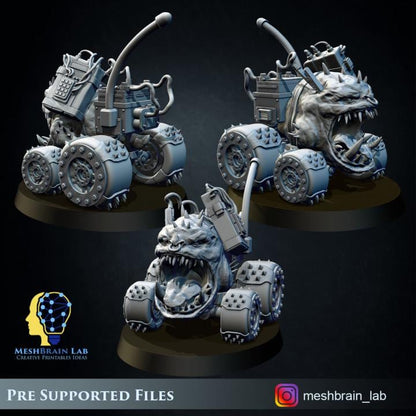 ORK BIG MEK Mad Hobbyst with bomb pets | Orks | 32mm | Meshbrain Labs